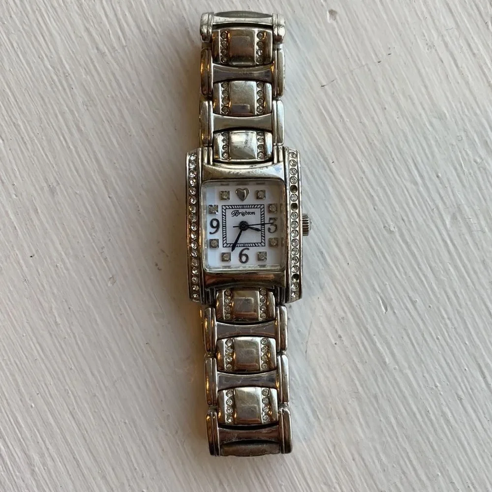 Brighton Turin silver‎ etched with Crystal insets link watch